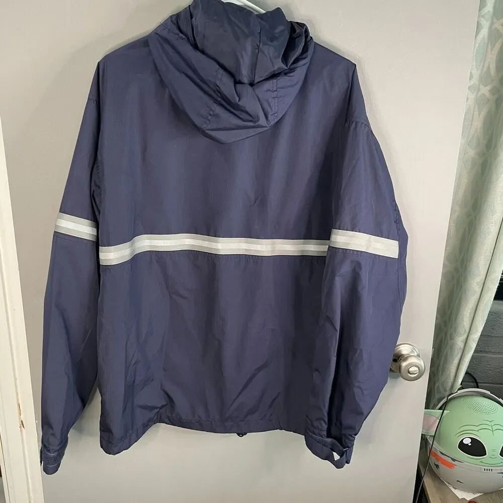 Vintage Reebok Mens S Hooded Full Zip / Button Windbreaker Blue Gray 90s